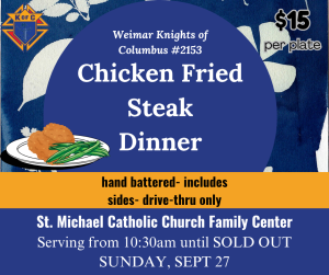 Weimar KC Chicken Fried Steak Dinner